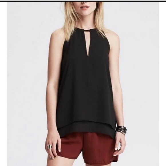 Banana Republic Tops - Banana Republic Black Hi Lo Keyhole Halter Blouse